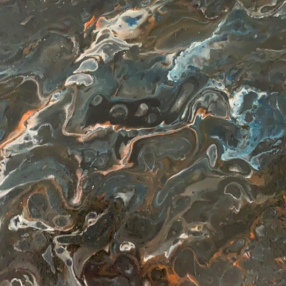 Original Artwork Painting Canvas Abstract Blue Swirls 12 x 12 Acrylic. - Picture 14 of 16